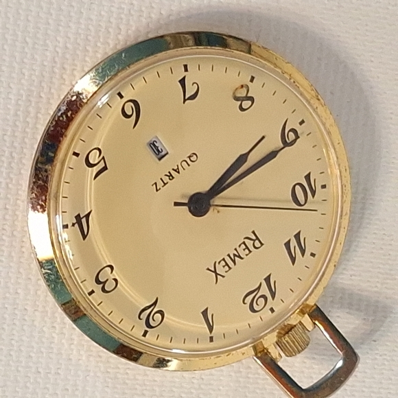 Vintage Remex Gold Tone Open Face Pocket Watch - Picture 5 of 6
